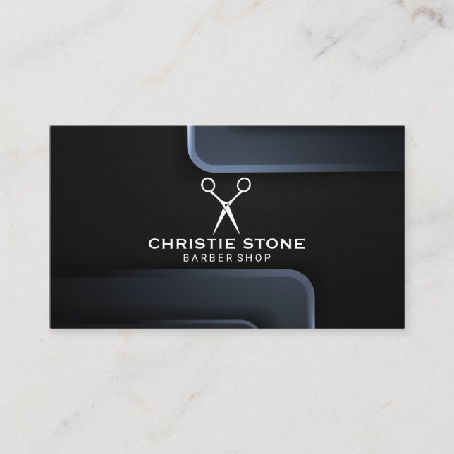 Metal Background | Scissors Business Card (Front)