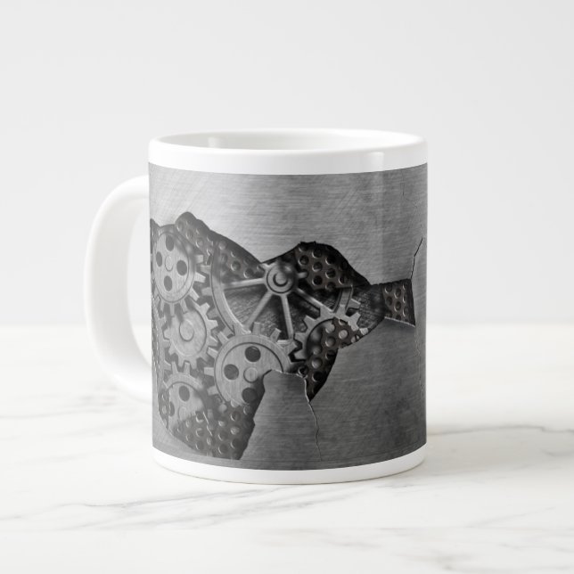 Metal background with mechanical damage large coffee mug (Front Left)