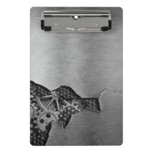 Metal background with mechanical damage mini clipboard