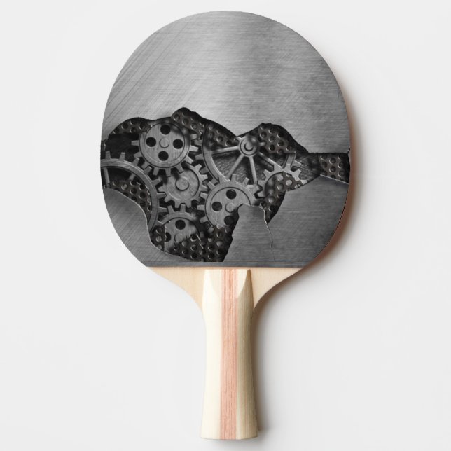 Metal background with mechanical damage ping pong paddle (Front)
