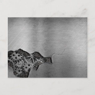 Metal background with mechanical damage postcard
