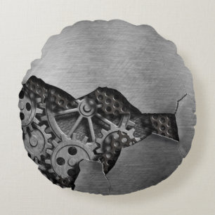 Metal background with mechanical damage round cushion