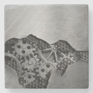 Metal background with mechanical damage stone coaster