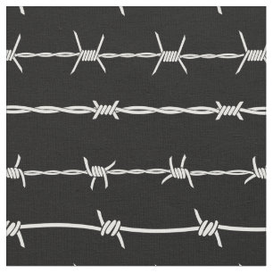 Metal barbed wire fence black white modern fabric