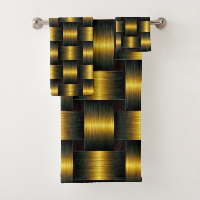 Metal Black Gold Bath Towel Set (Insitu)
