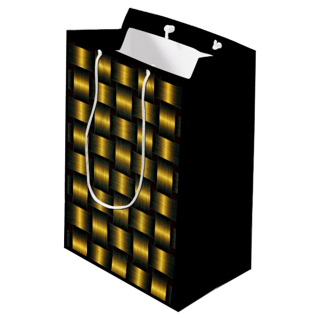 Metal Black Gold Gift Bag (Back Angled)