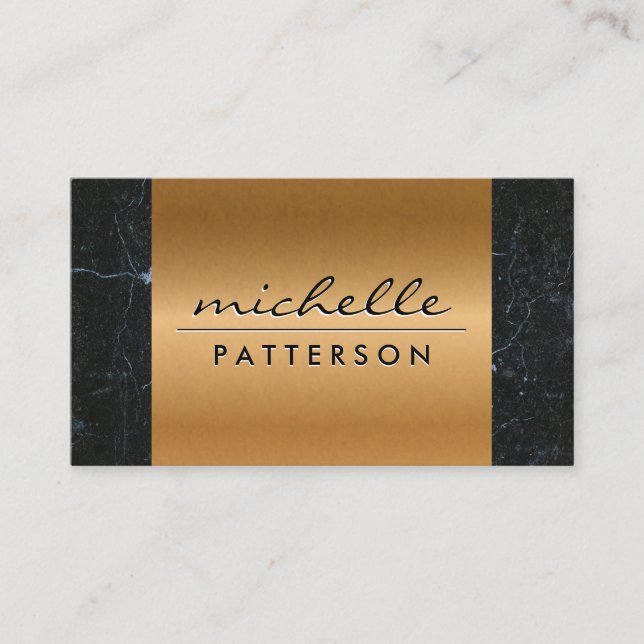 Metal | Black Marble Trim Business Card (Front)