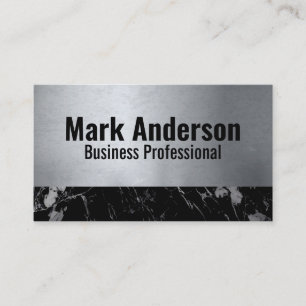 Metal   Black Marble Trim Business Card