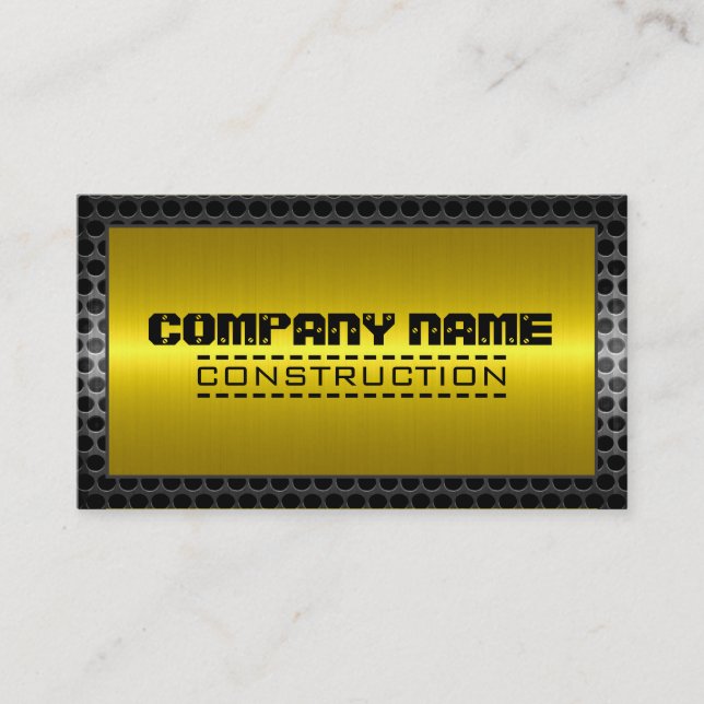 Metal Border Construction Elegant Steel Look #12 Business Card (Front)