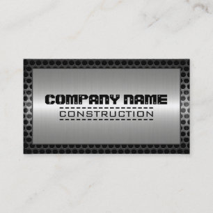 Metal Border Construction Elegant Steel Look #14 Business Card