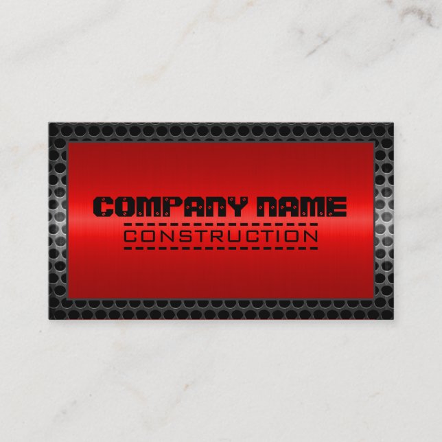 Metal Border Construction Elegant Steel Look #24 Business Card (Front)