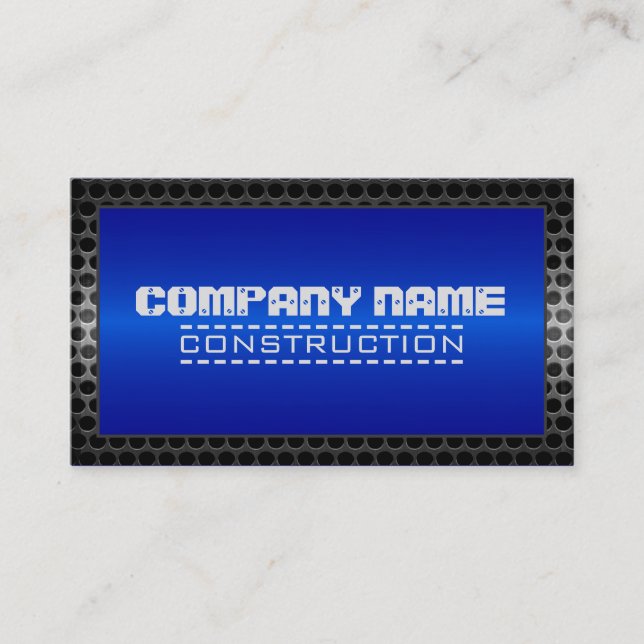Metal Border Construction Elegant Steel Look #56 Business Card (Front)