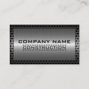 Metal Border Construction Elegant Steel Look Business Card