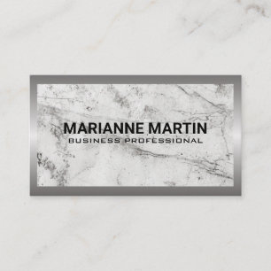 Metal Border   Marble Background Business Card