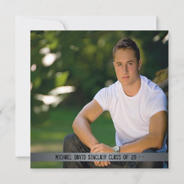 Metal Boys Photo Graduation Announcement (Front)