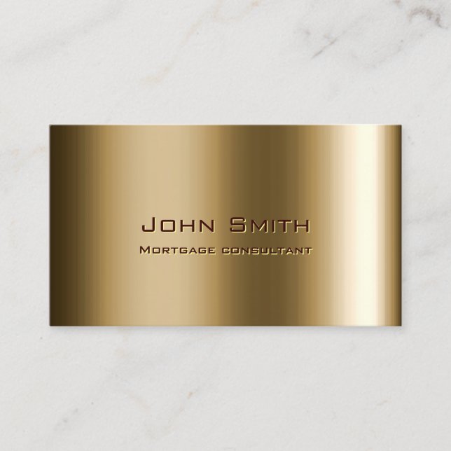 Metal Bronze Mortgage Agent Professional Business Card (Front)