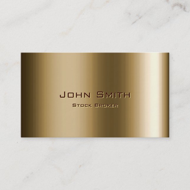 Metal Bronze Stock Broker Business Card (Front)