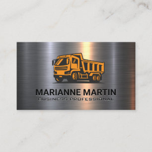 Metal Brushed   Construction Dump Truck Vehicle Business Card