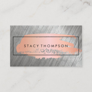 Metal Brushed Pink Paint Stroke Business Card