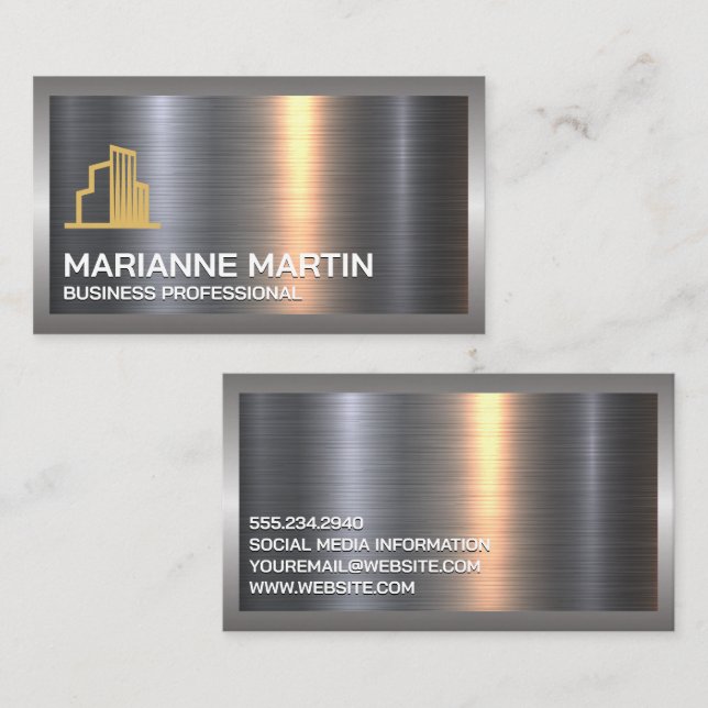 Metal Brushed | Property Logo Business Card (Front/Back)