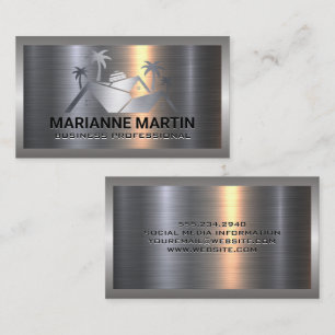 Metal Brushed   Real Estate Logo Business Card