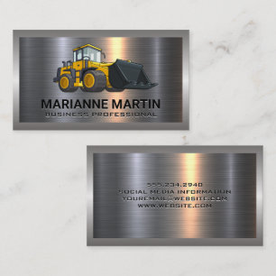Metal   Bull Dozer Construction Vehicle Business Card