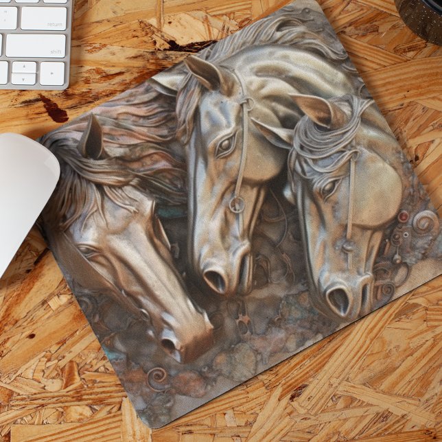 Metal Carved Look Horse Portrait  Mouse Mat (Creator Uploaded)