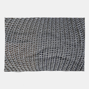 metal chain mail armor medieval knight fighter his tea towel