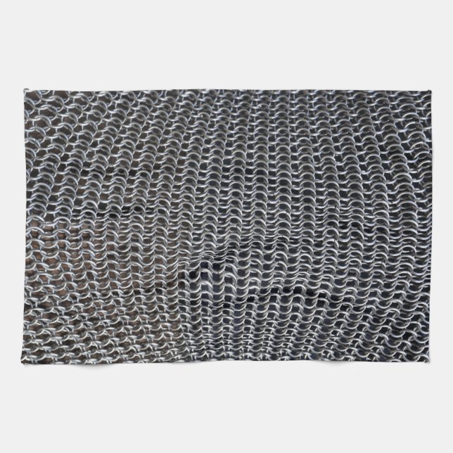 metal chain mail armor medieval knight fighter his tea towel (Horizontal)