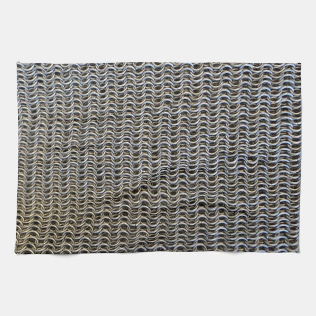 metal chain mail armor medieval knight fighter his tea towel (Horizontal)