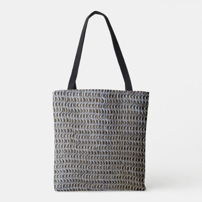 metal chain mail armour mediaeval knight fighter h tote bag (Back)