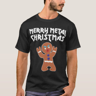 Metal Christmas funny Metal Gingerbread Man T-Shirt