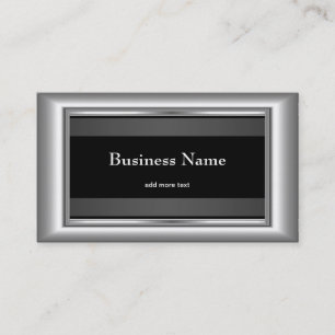 Metal Chrome Elegant Black & White Style Silver Business Card