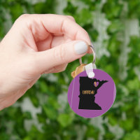 Metal Circle Keychain, 2", Minnesota, Uffda