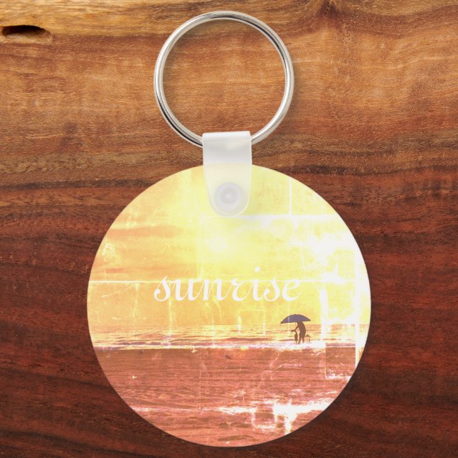 Metal Circle Keychain, 2" Sunrise Key Ring (Front)
