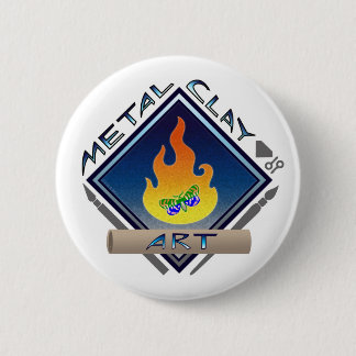 Metal Clay Art (blue) 6 Cm Round Badge