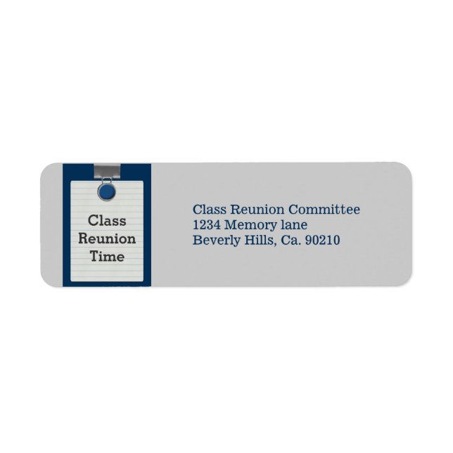 Metal Clip Notepaper Blue Class Reunion (Front)