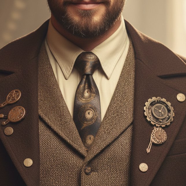 Metal Clock Steampunk Vintage Industrial Tie (Creator Uploaded)