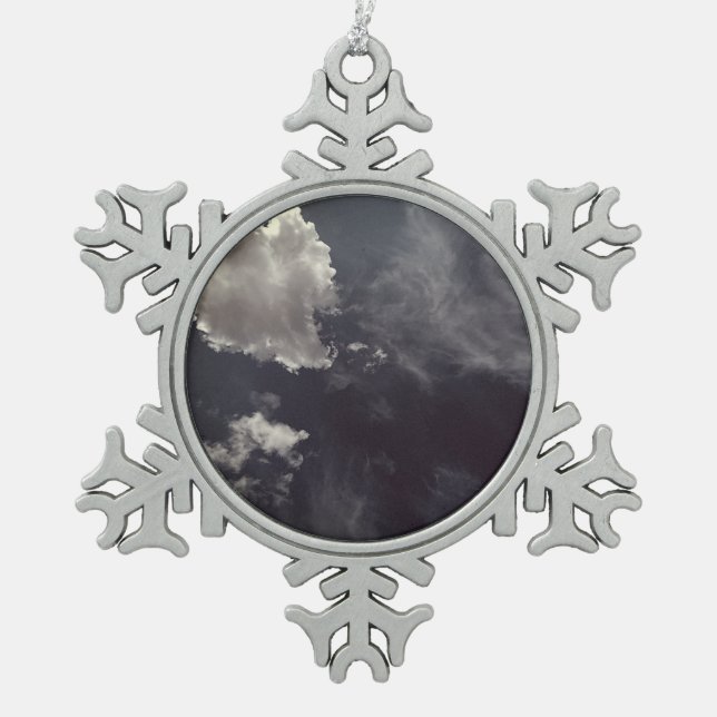 Metal cloud snowflake pewter christmas ornament (Front)