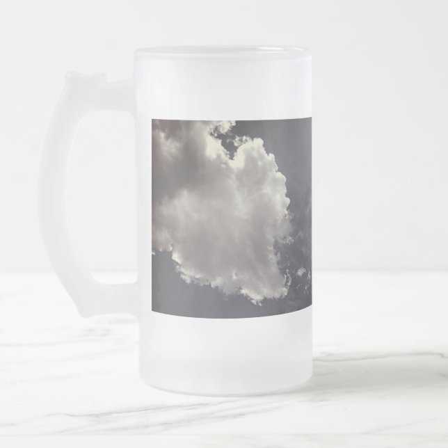 Metal clouds frosted glass beer mug (Left)