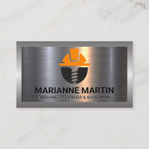 Metal   Construction Hard Hat Logo Business Card
