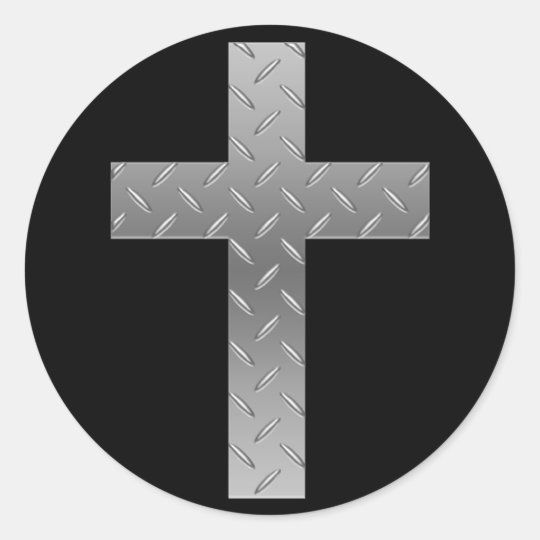 metal cross classic round sticker
