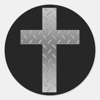 metal cross classic round sticker