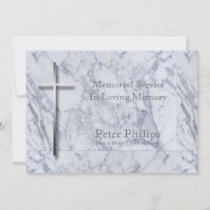 Metal Cross Marble 1 Funeral Announcement