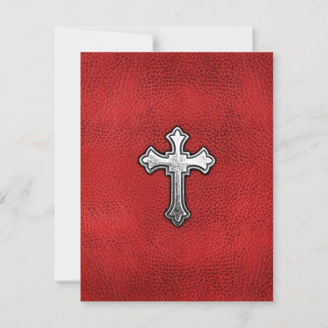Metal Cross on Red Leather (Front)