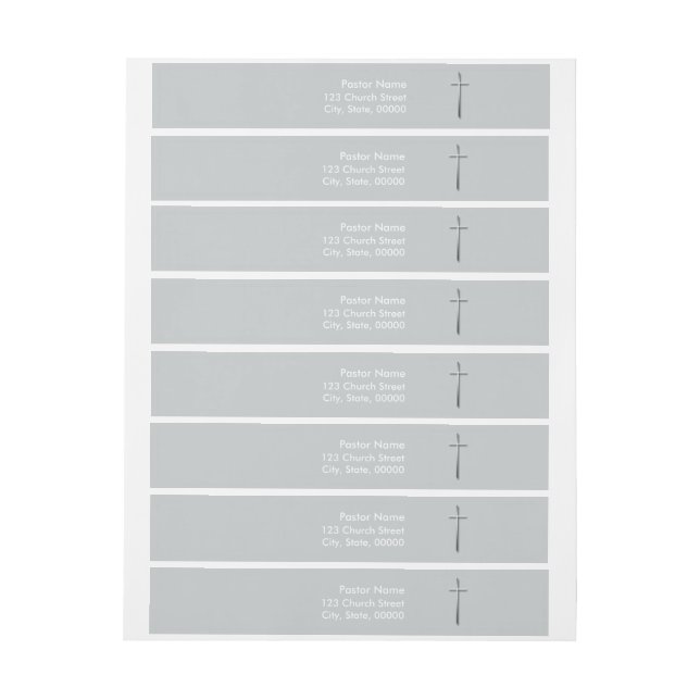 Metal Cross Shadow Christian Wraparound Labels (Sheet)