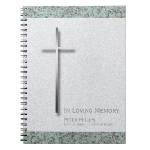 Metal Cross Stone 1 Funeral Memorial Guest Book