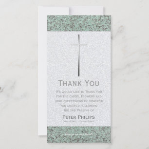 Metal Cross Stone 2 Funeral Thank You Photo Card