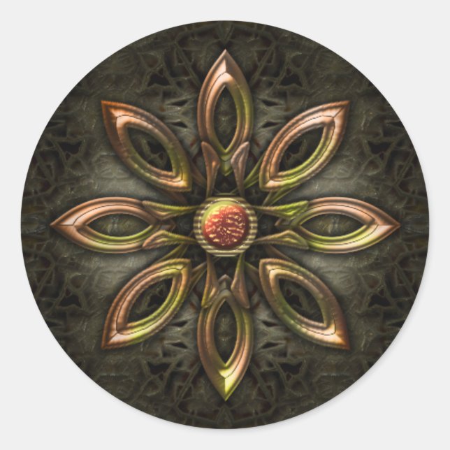 Metal Design Classic Round Sticker (Front)