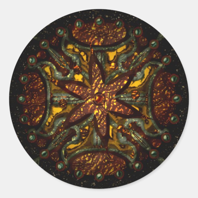 Metal Design Classic Round Sticker (Front)